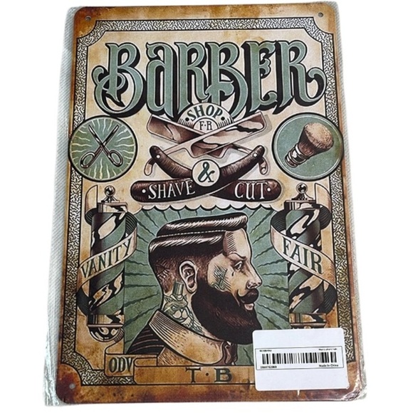 Vintage Vibe Vanity Fair Barber Shop Metal Sign 
Original Design Tin Metal Art - Picture 1 of 6